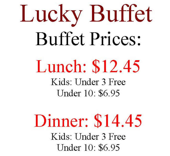 Lucky Buffet menu page 1