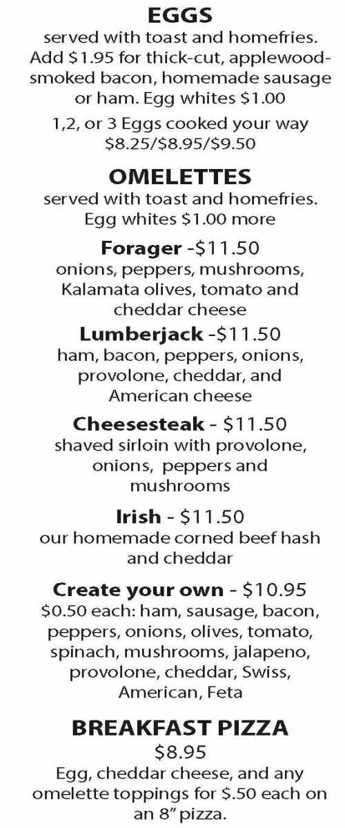 Tim's Place menu page 1