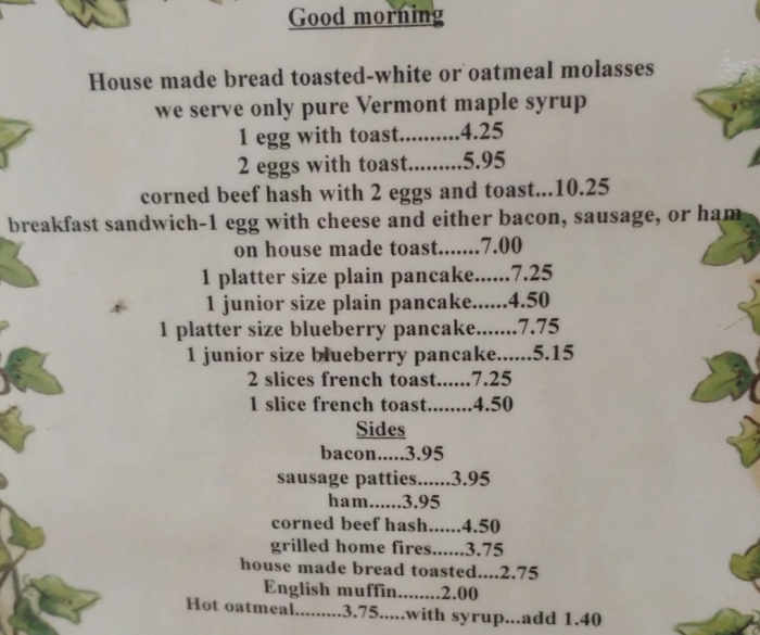 Danville Restaurant menu page 1