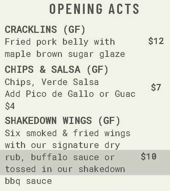 Stowe Cider menu page 1