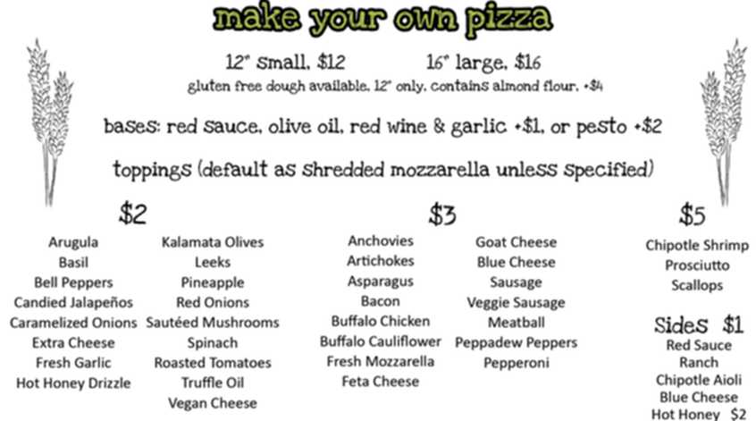 Folino's Pizza menu page 1