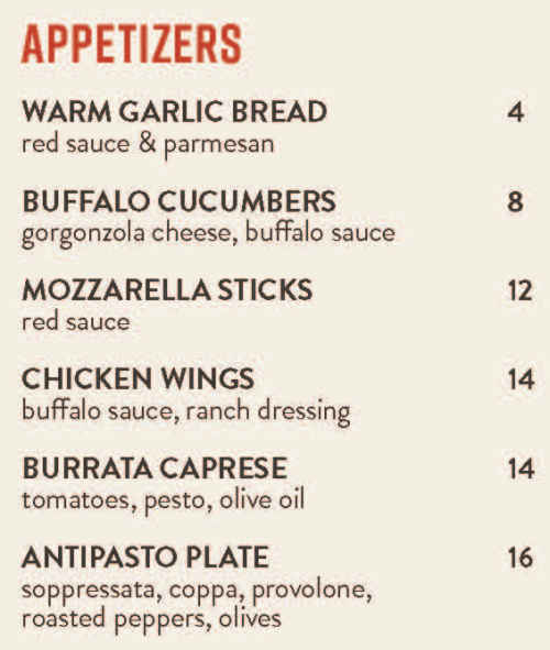 Spaghet Red Sauce Joint menu page 1