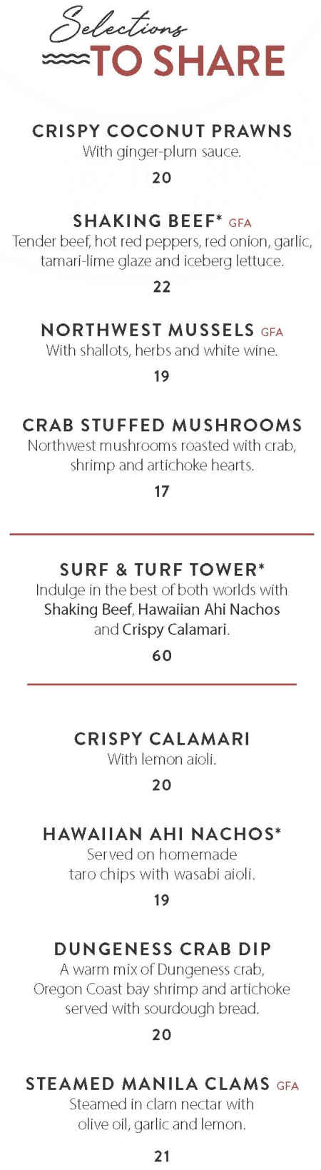 Anthony's Cap Sante Marina menu page 1