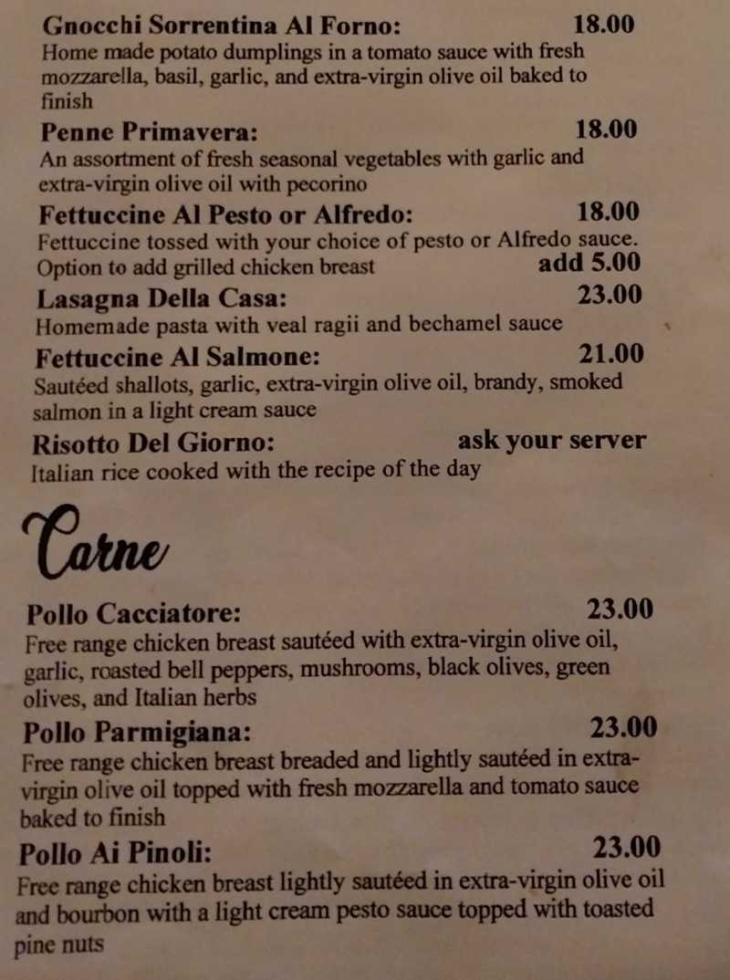 Nonna Luisa menu page 1