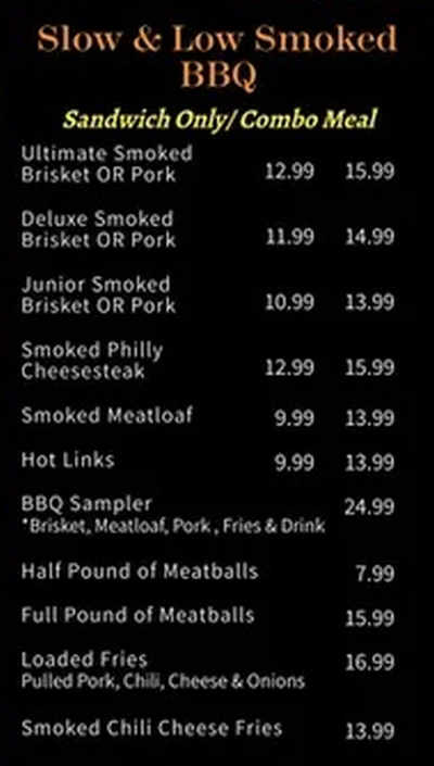 Big T BBQ menu page 1