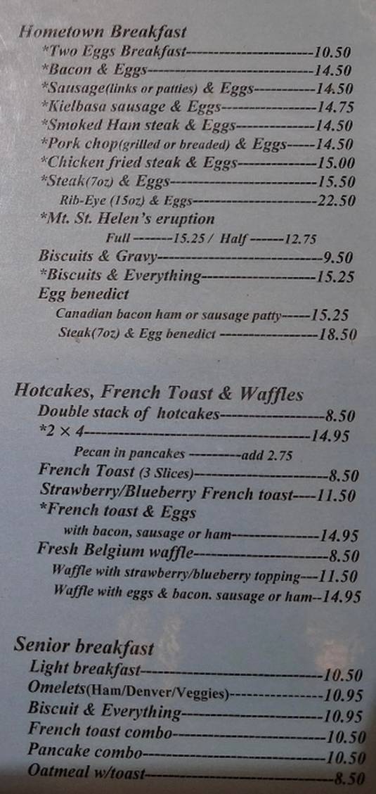 Hometown menu page 1