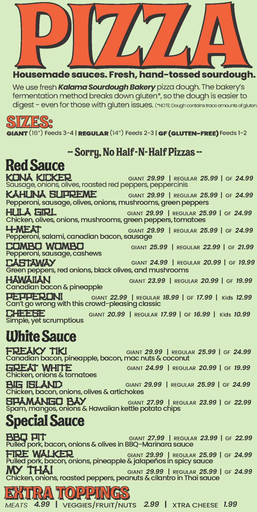 Tiki Tap House menu page 1