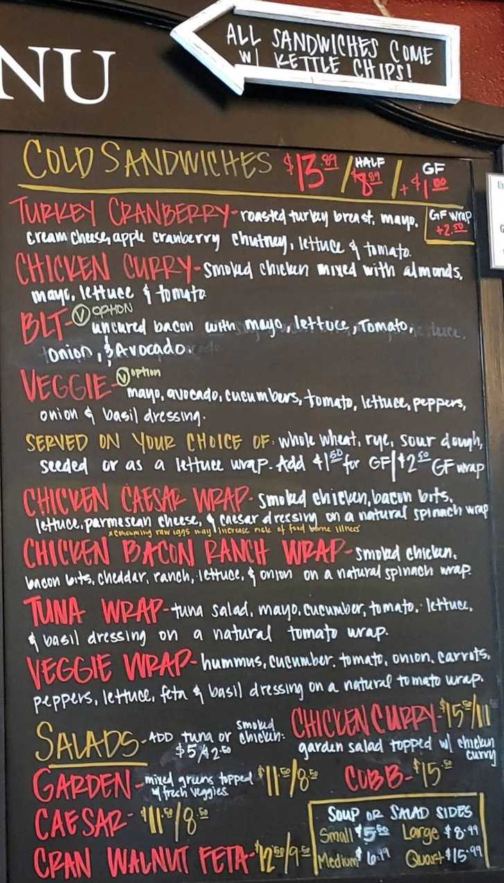 Once Upon a Thyme menu page 1