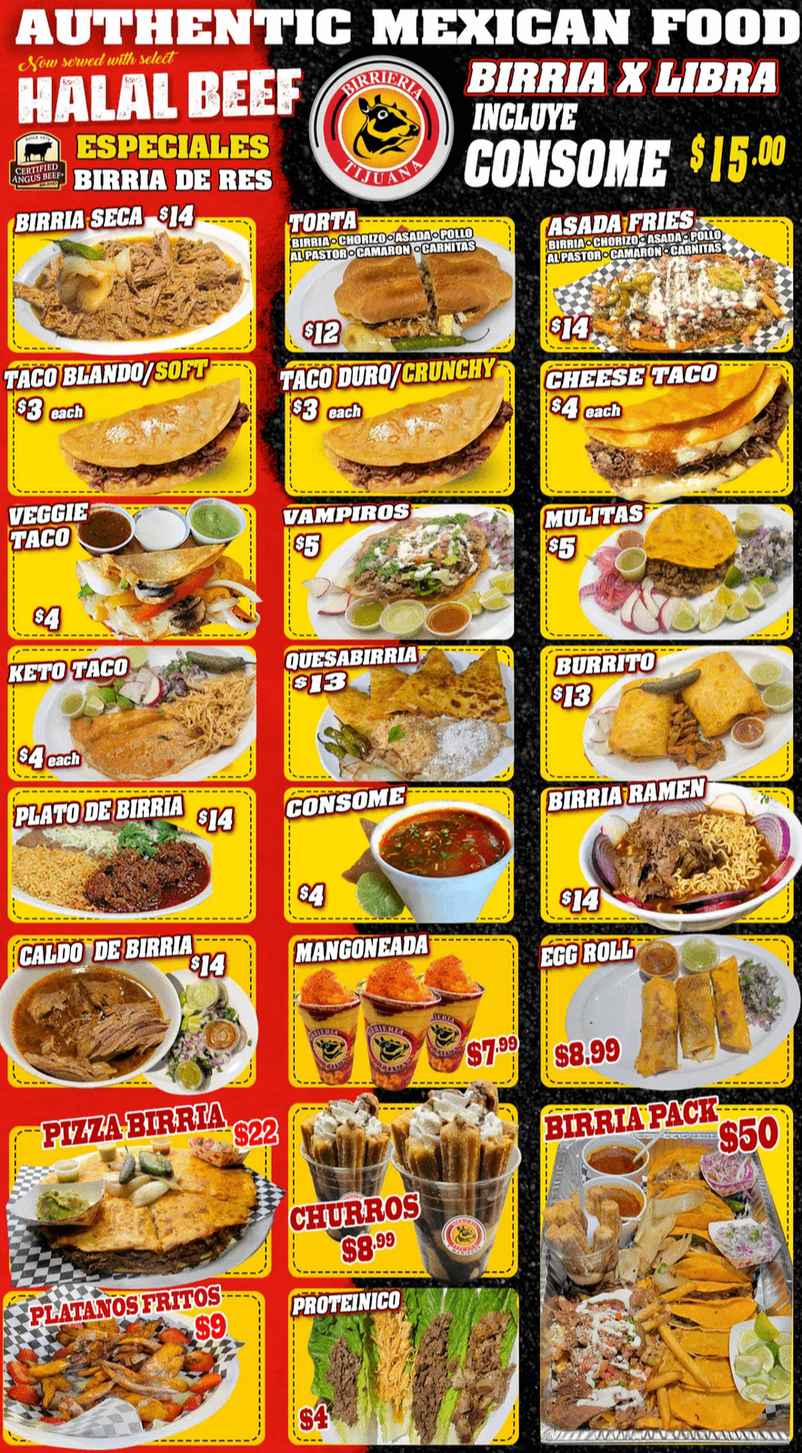 Birrieria Tijuana menu page 1