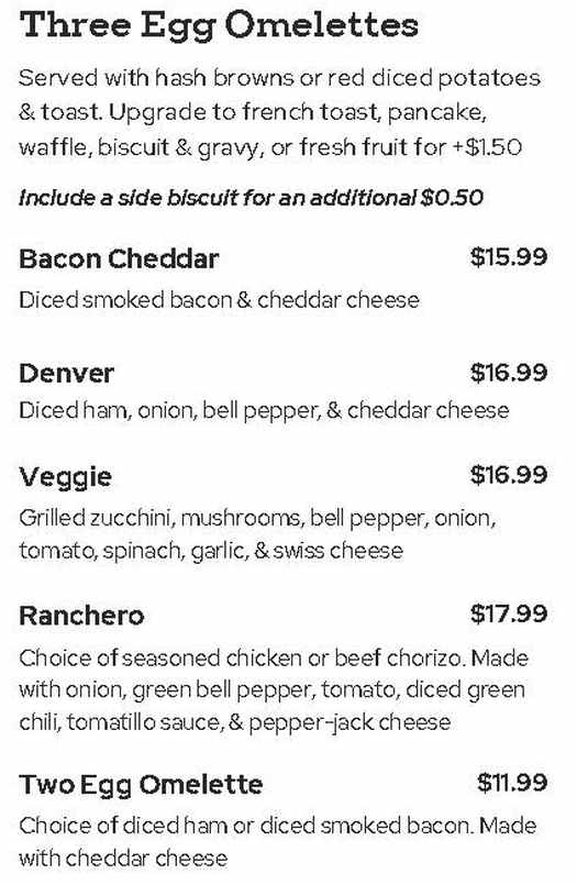 Country Cafe menu page 1