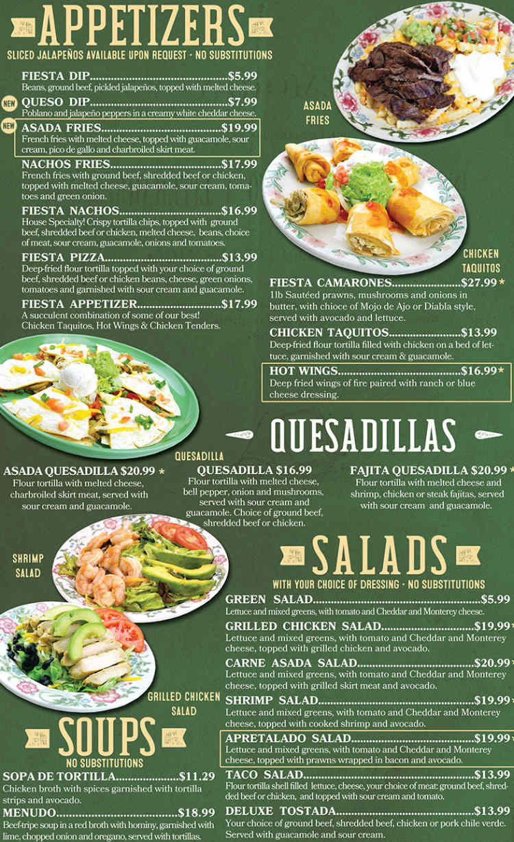 Fiesta En Jalisco menu page 1