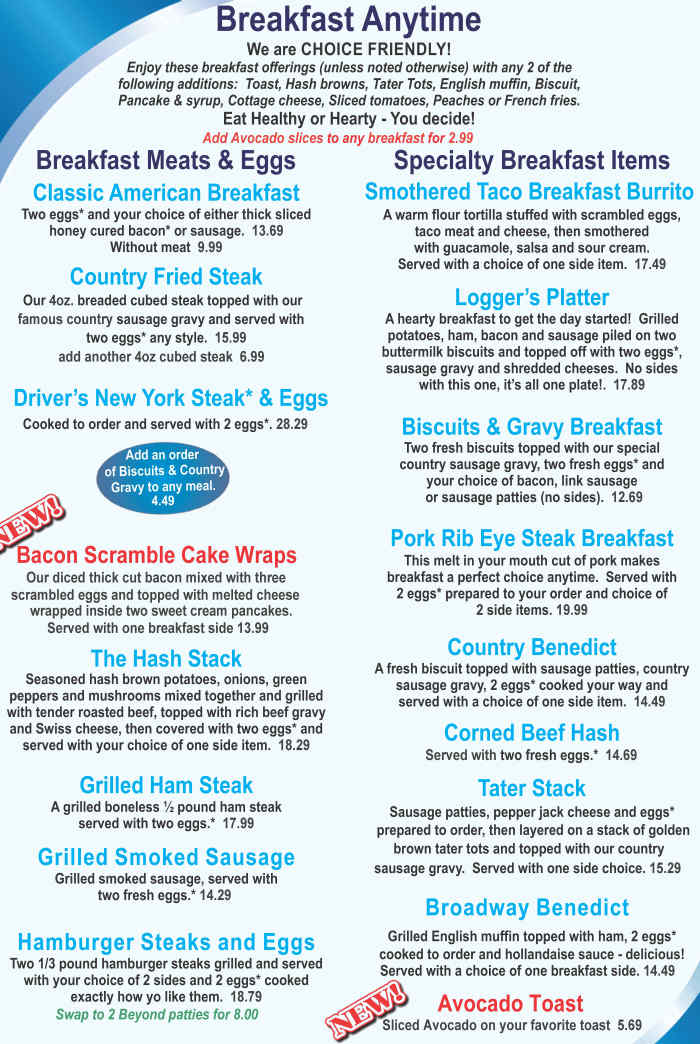 Saks Family Restaurant menu page 1