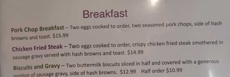 Rocky Bay Cafe menu page 1