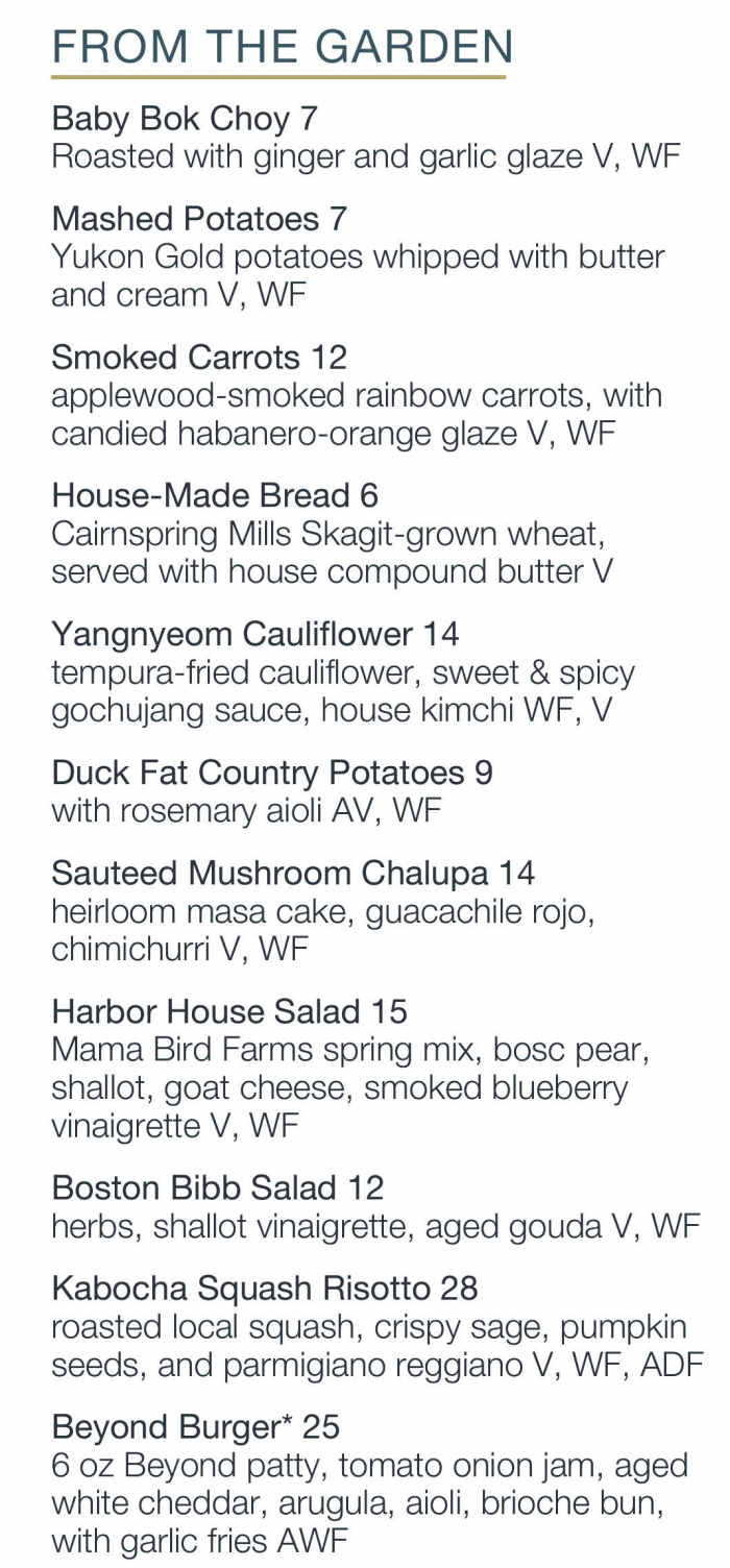 The Restaurant at Friday Harbor menu page 1