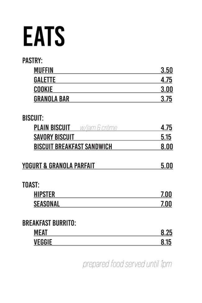Argonaut Coffee & Biscuits menu page 1