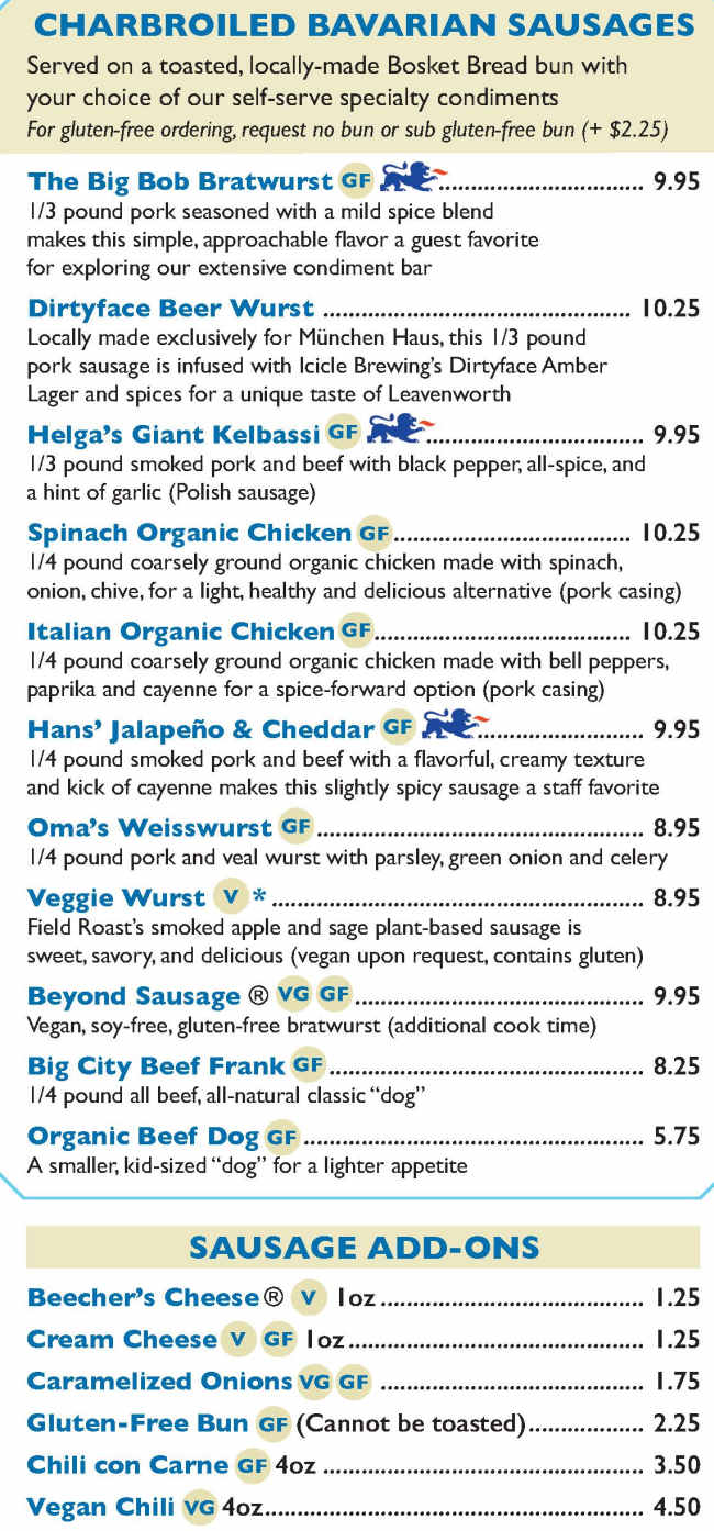 München Haus menu page 1
