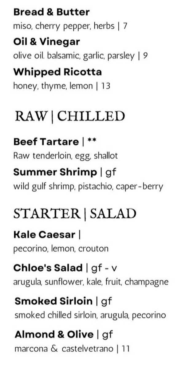 Old World Chophouse menu page 1