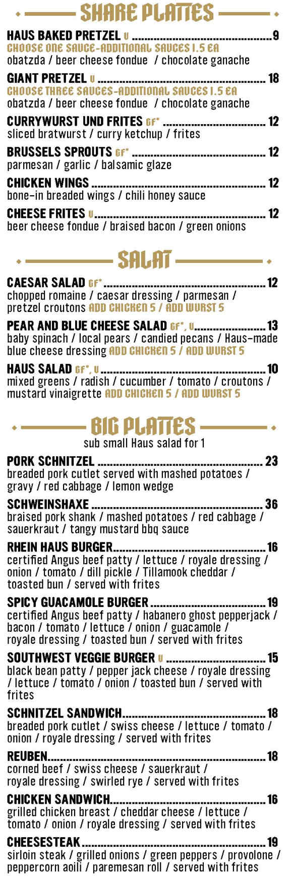 Rhein Haus menu page 1