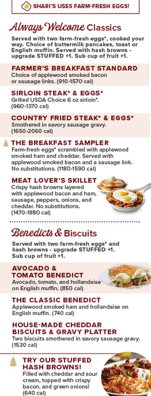 Shari's menu page 1