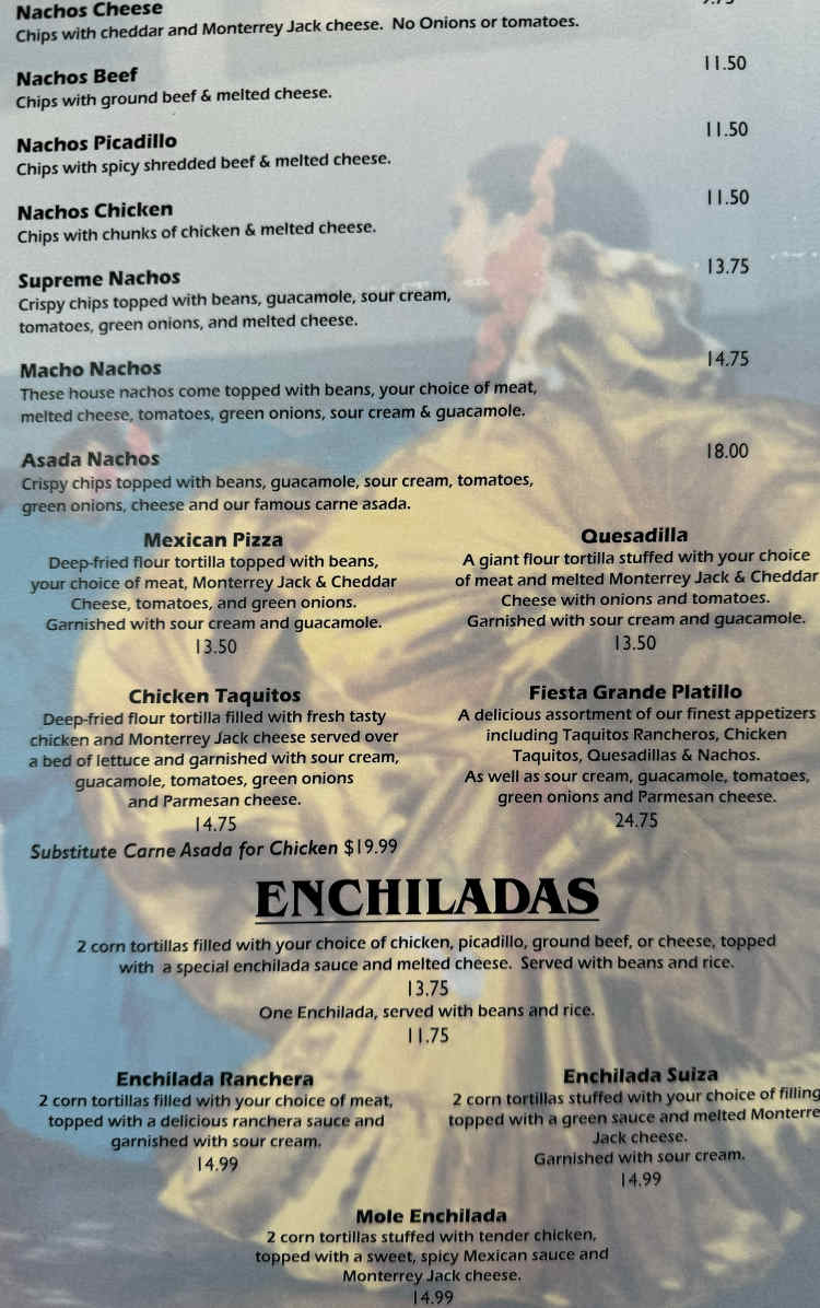 Fiesta Jalisco menu page 1