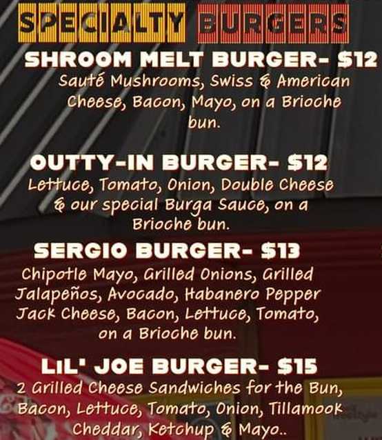 Firehouse Grill Burgers menu page 1