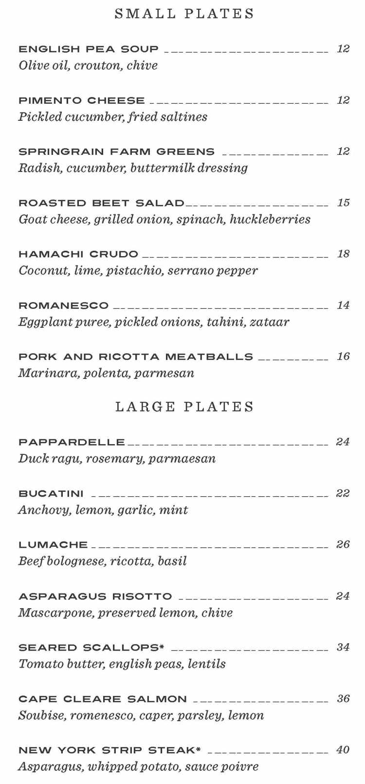 Finistere menu page 1