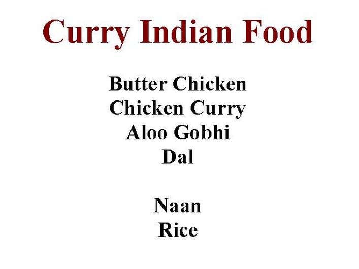 Curry Indian Food menu page 1