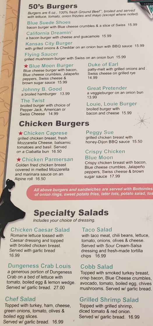 Hi-Way 101 Diner menu page 1