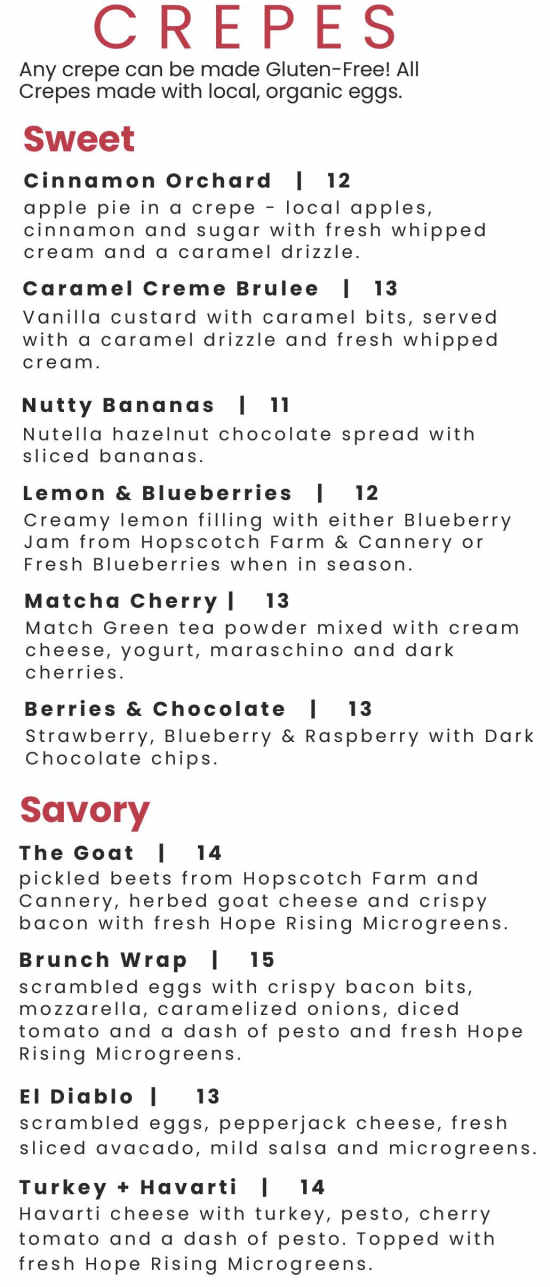 The Goat & The Radish menu page 1