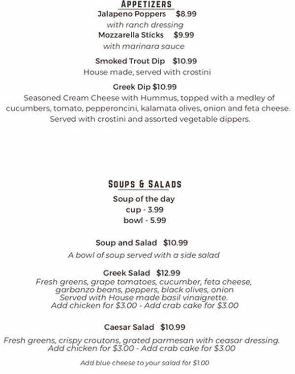 Wapiti Lodge menu page 1