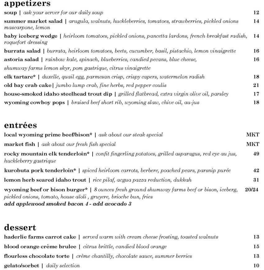 The Whistling Grizzly menu page 1