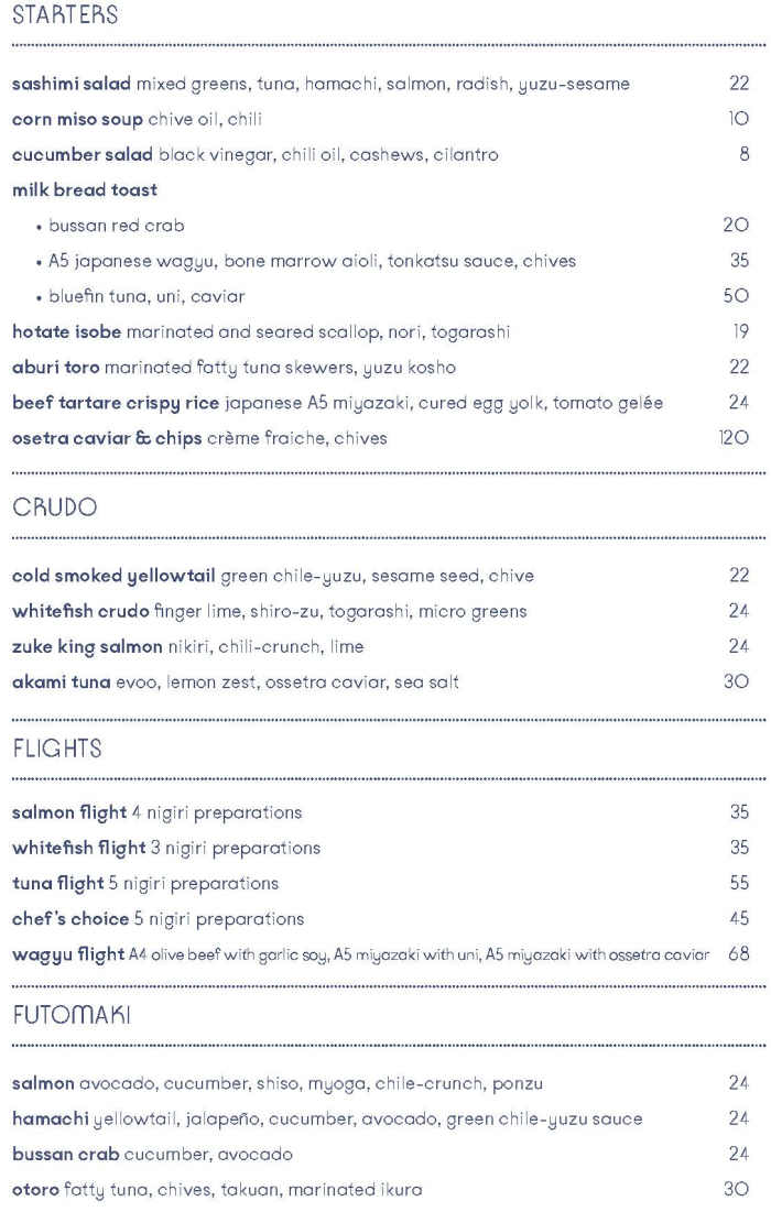 Shin Shin menu page 1