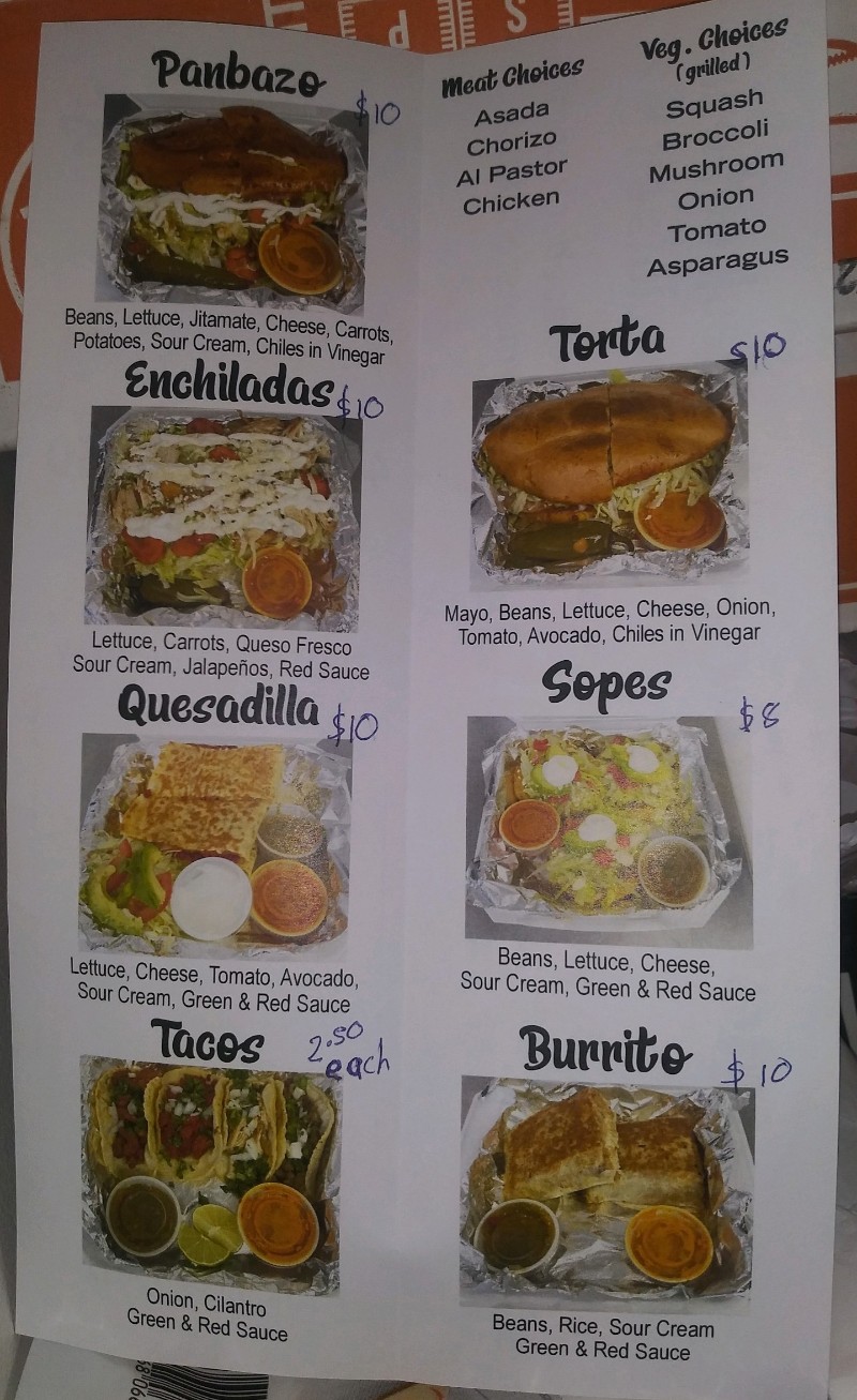 Carmen's Tacos Food Truck menu page 1
