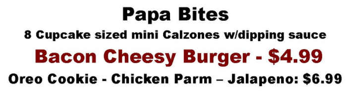 Papa Johns Pizza menu page 1