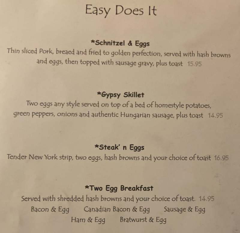 Rosi's Little Bavarian menu page 1